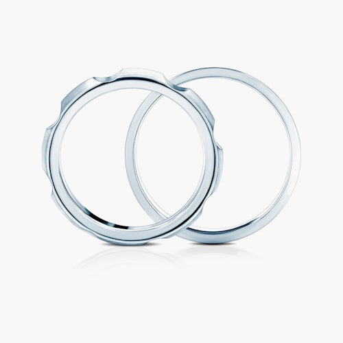 Obrączki partnerskie Sign of Love®: białe złoto, diament, półokrągła 3,5mm i płaska 4mm